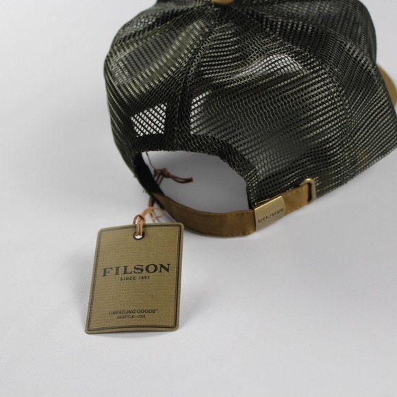 New Filson Spell Out Logger Mesh Cap Hat Tan Green - Picture 4 of 7